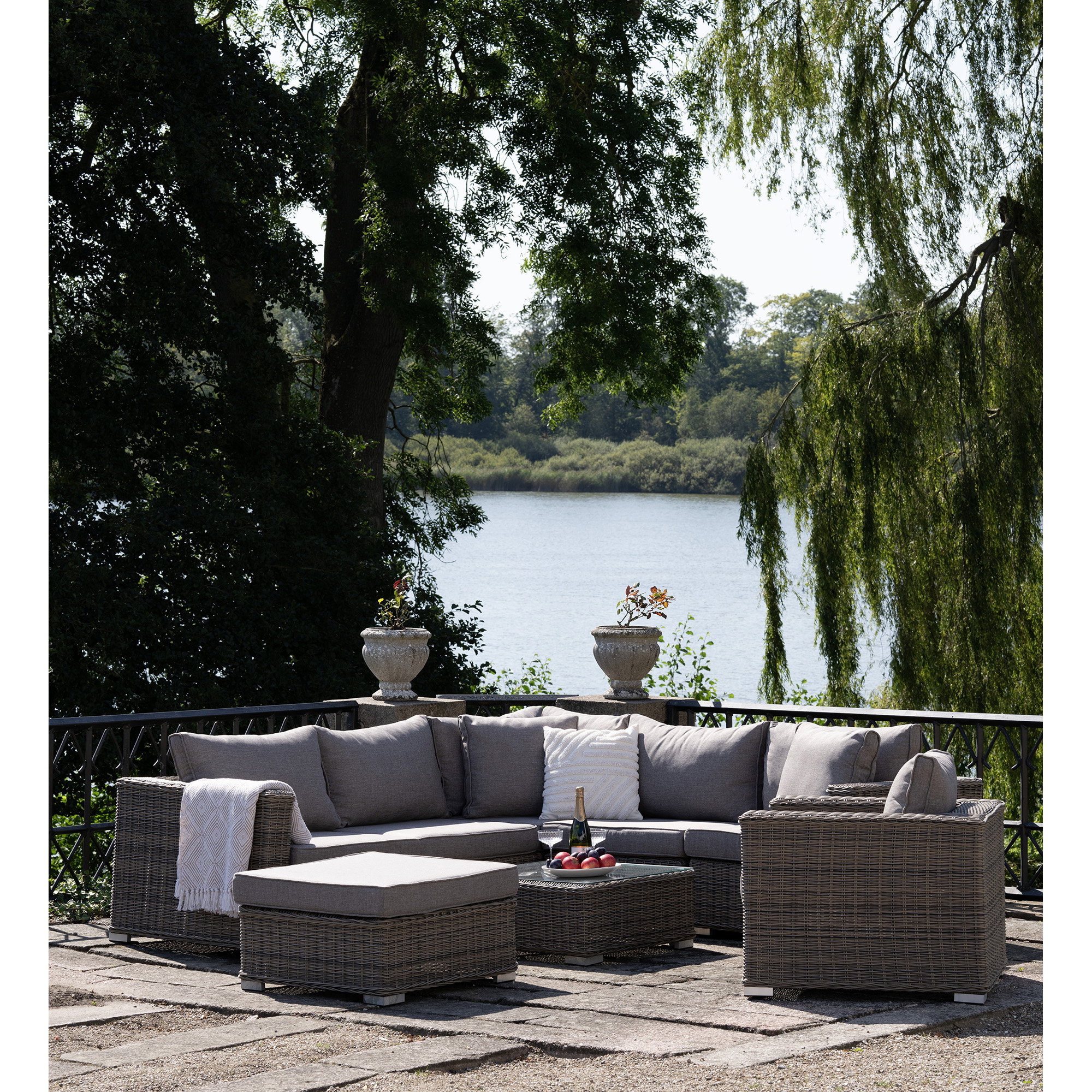 Calvi Loungesæt, polyrattan, kubu grå, inkl. hynder - Billede 6