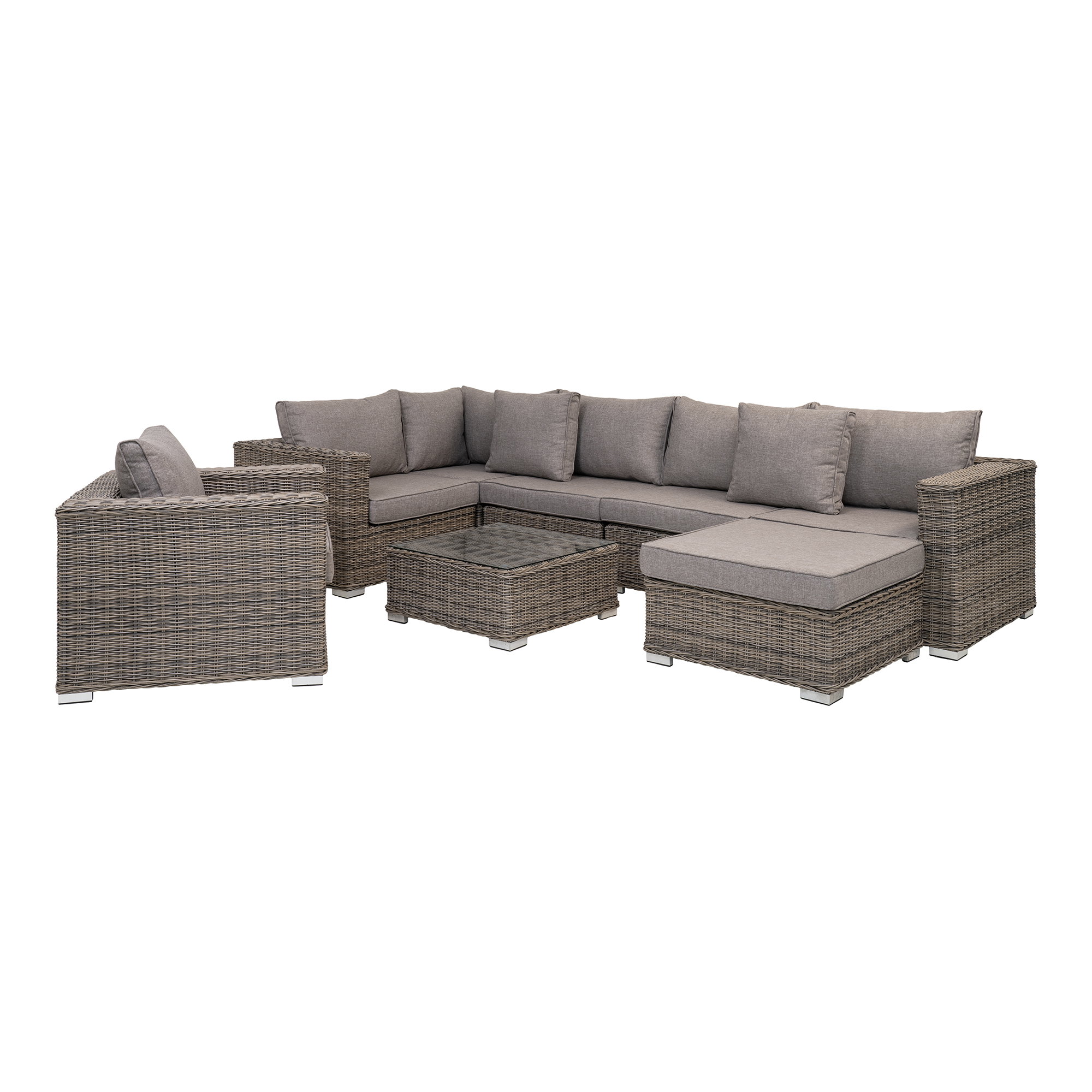 Calvi Loungesæt, polyrattan, kubu grå, inkl. hynder - Billede 2