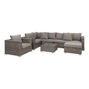 Calvi Loungesæt, polyrattan, kubu grå, inkl. hynder