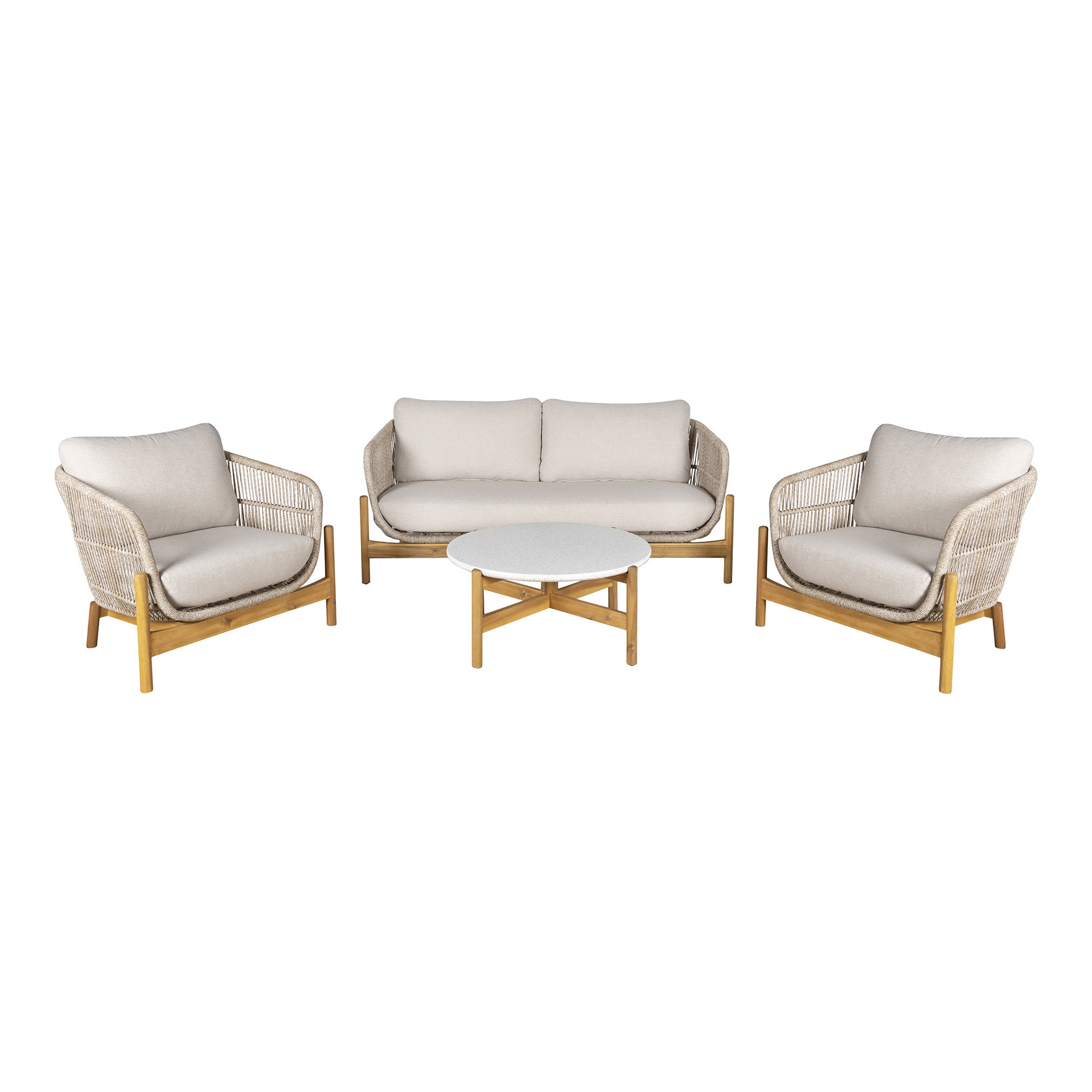 Terracina Loungesæt, akacia, beige, inkl. hynder