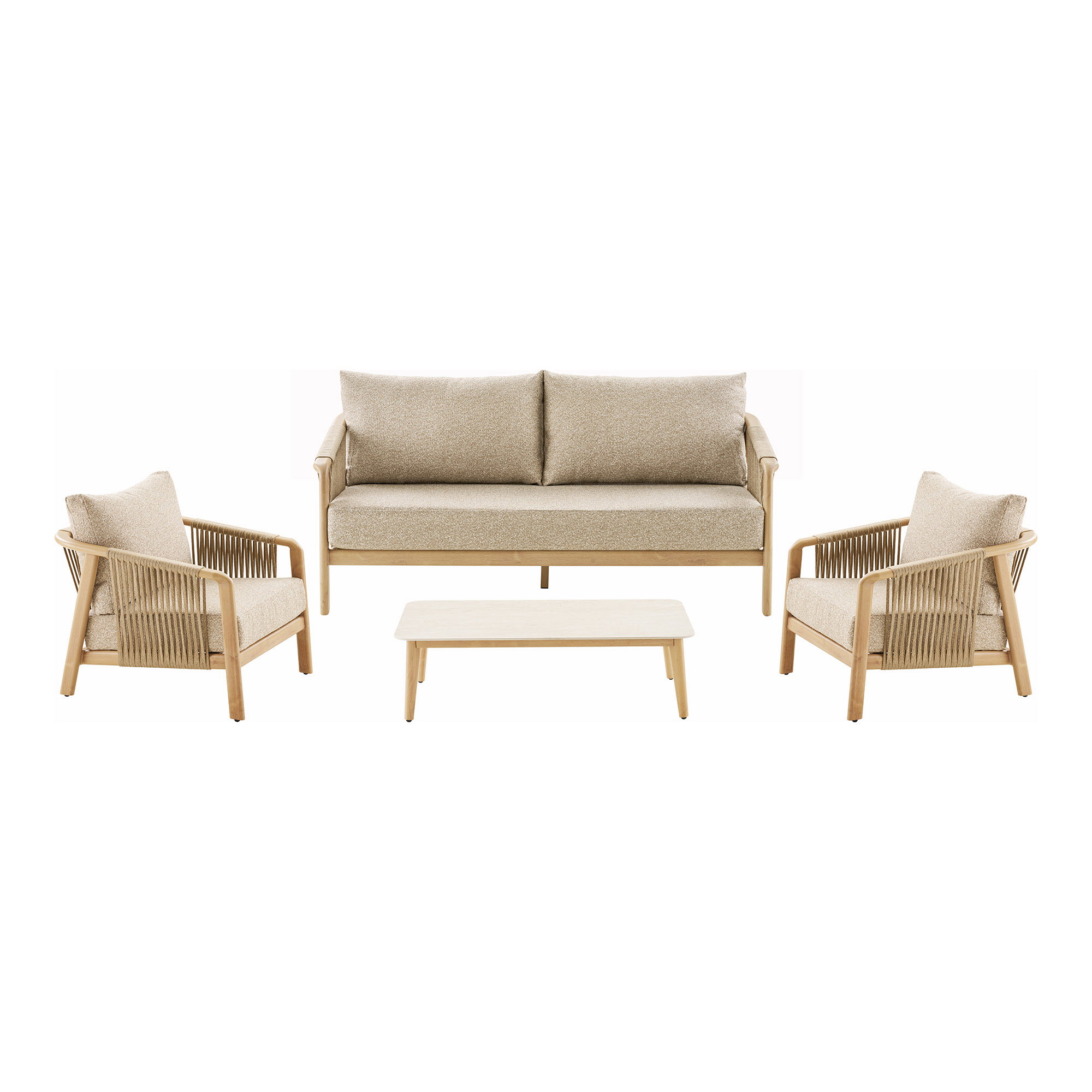 Fargo Loungesæt, aluminium, taupe/træ look, inkl.hynder - Billede 2