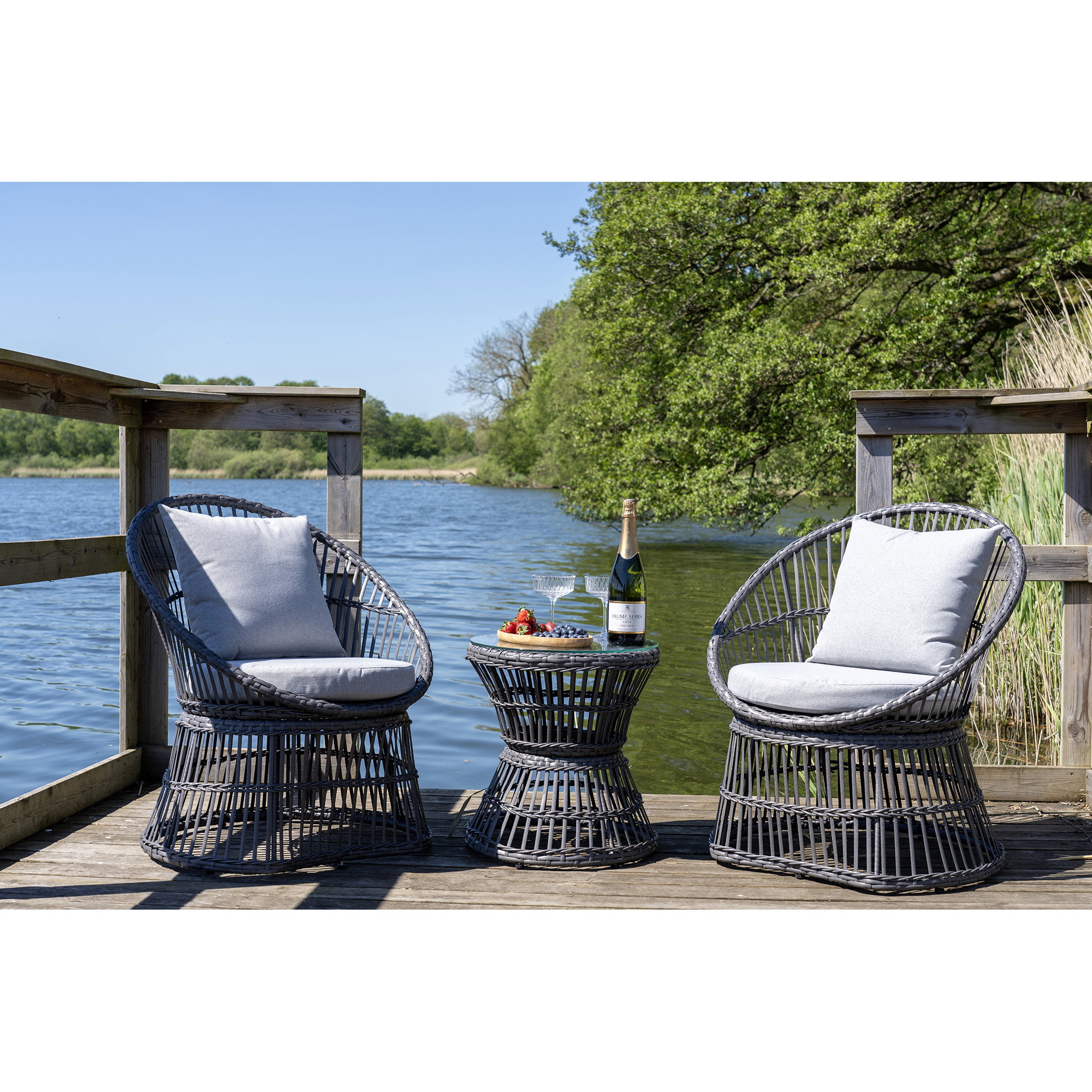 Natal Loungesæt, polyrattan, grå, inkl. hynder - Billede 3