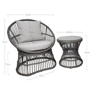 Alternative view of Natal Loungesæt, polyrattan, grå, inkl. hynder