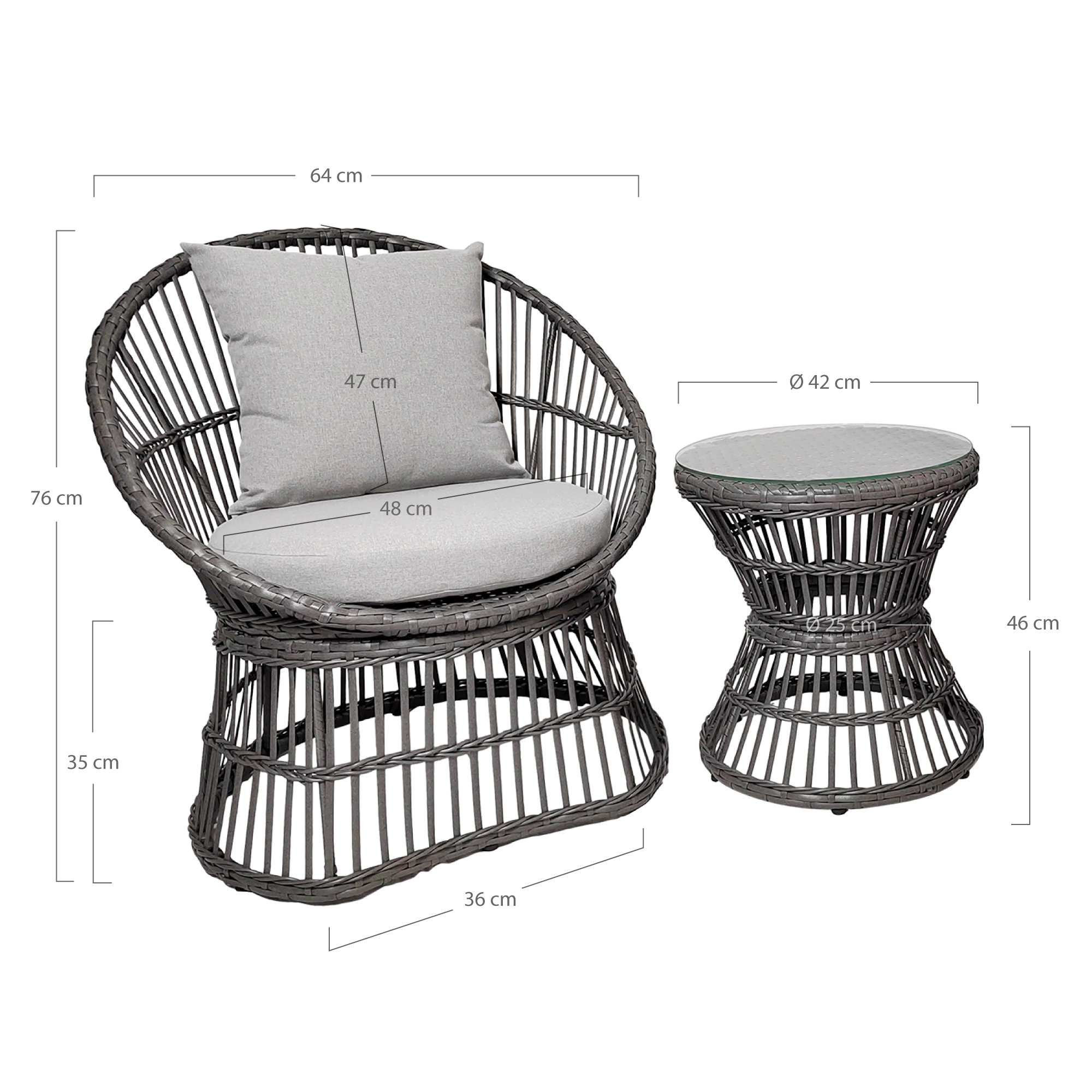 Natal Loungesæt, polyrattan, grå, inkl. hynder - Billede 2