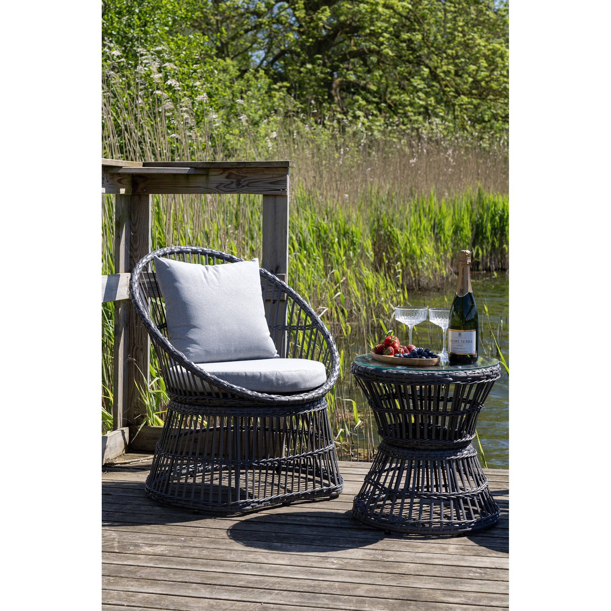 Natal Loungesæt, polyrattan, grå, inkl. hynder - Billede 4