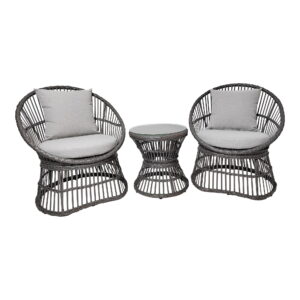 Natal Loungesæt, polyrattan, grå, inkl. hynder