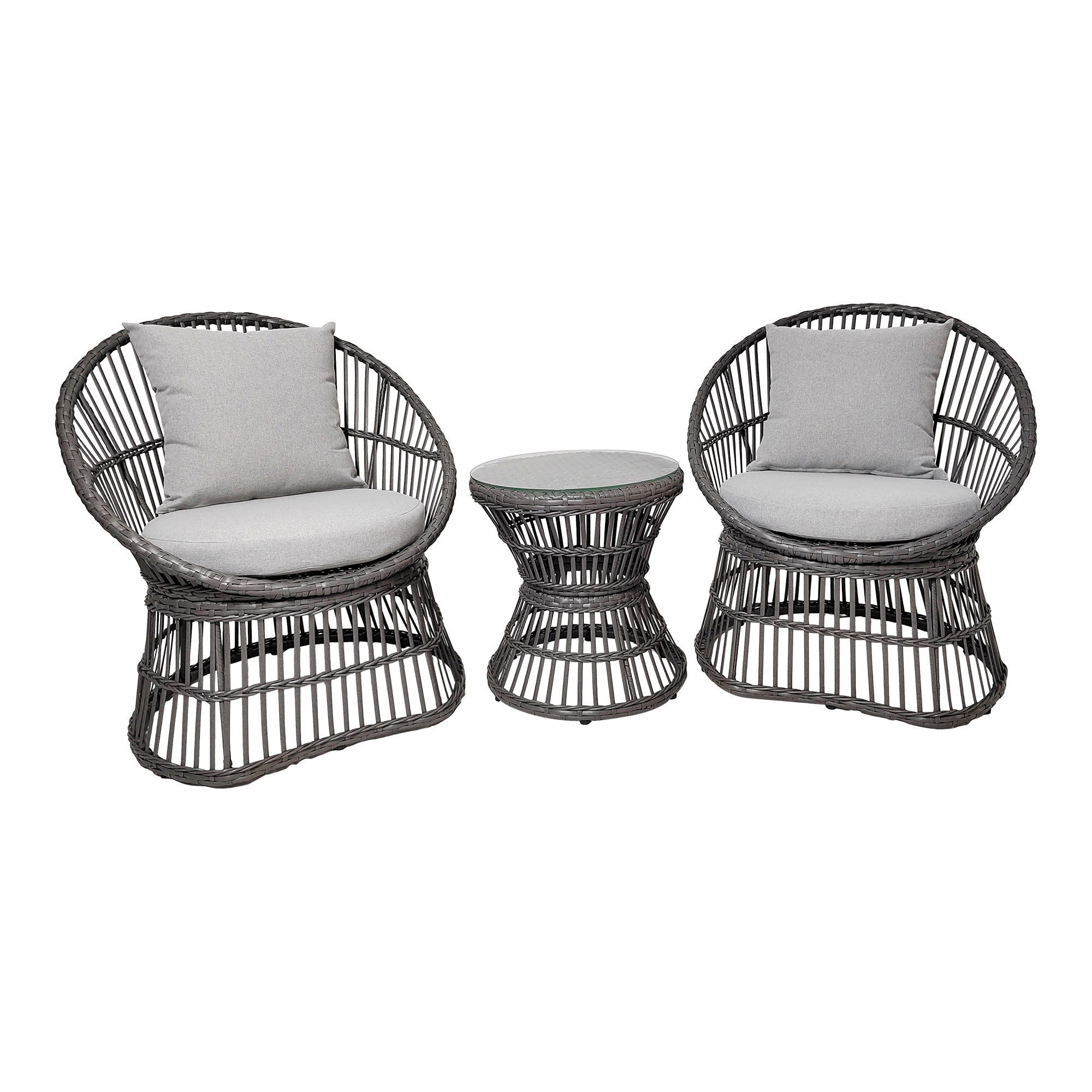 Natal Loungesæt, polyrattan, grå, inkl. hynder