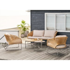 Novella Loungesæt, stål, beige, sand, inkl. hynder - Billede 8