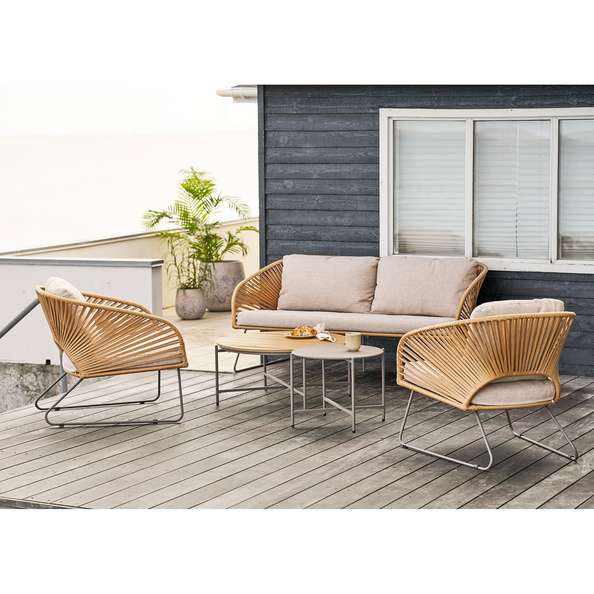 Novella Loungesæt, stål, beige, sand, inkl. hynder - Billede 8