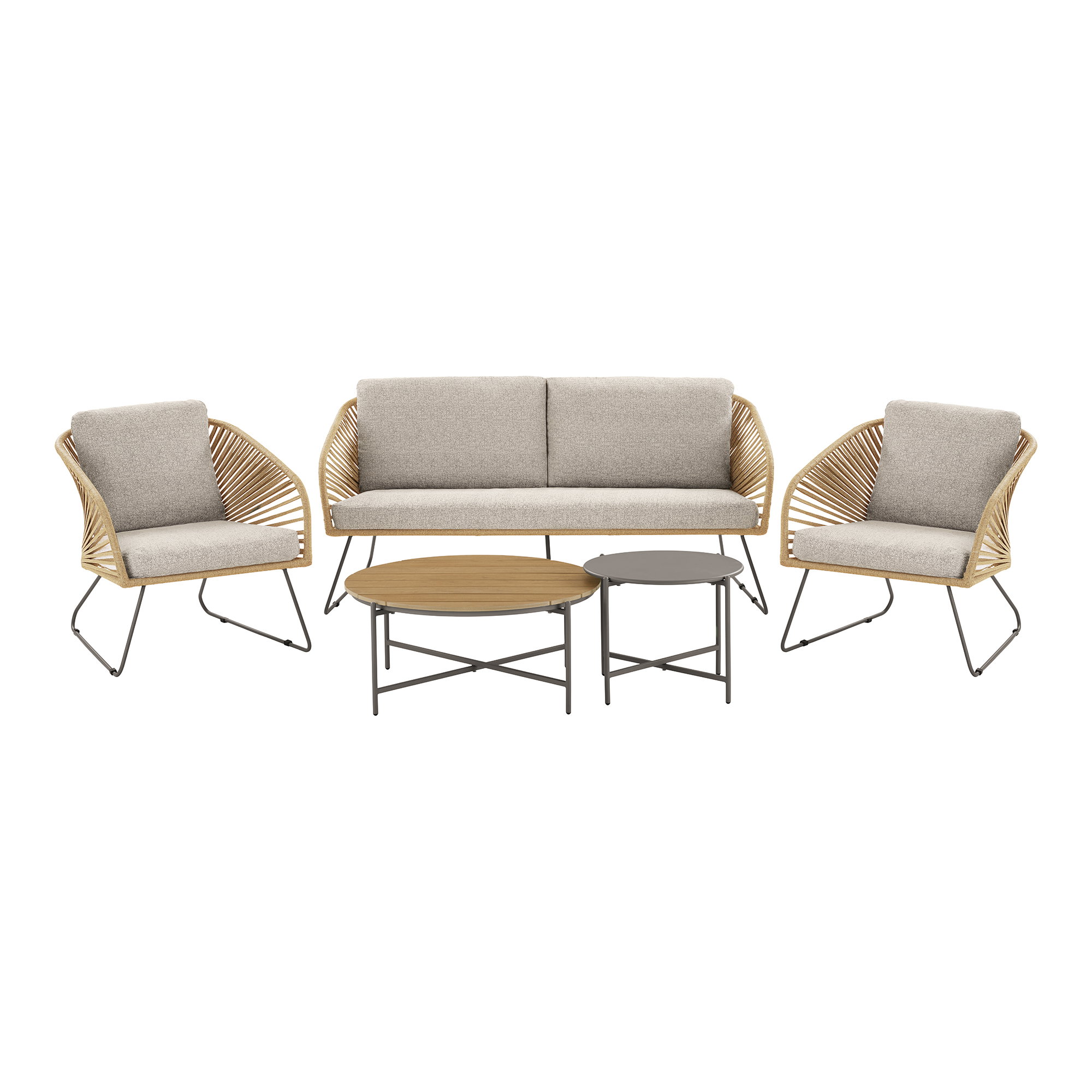 Novella Loungesæt, stål, beige, sand, inkl. hynder - Billede 2