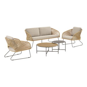 Novella Loungesæt, stål, beige, sand, inkl. hynder