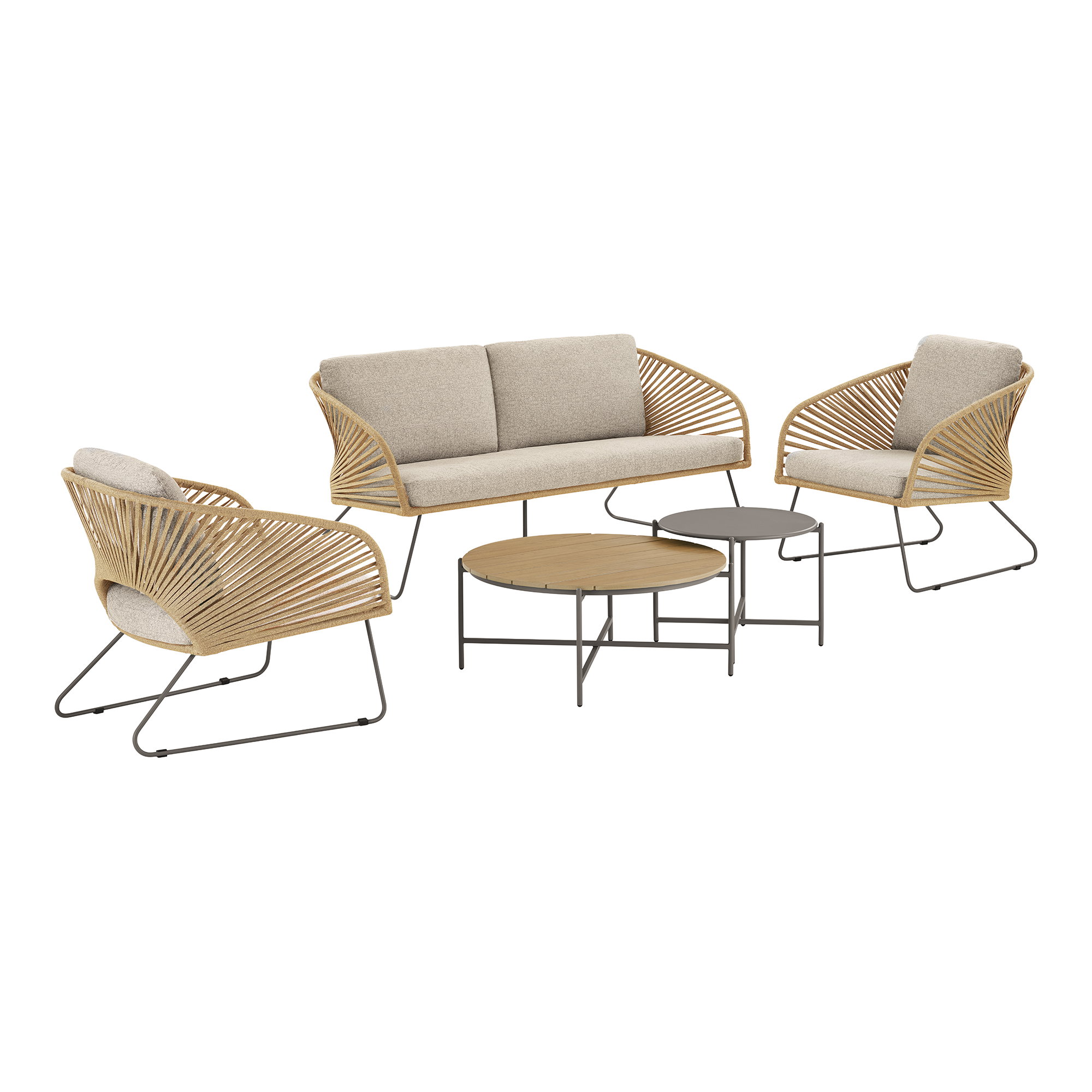 Novella Loungesæt, stål, beige, sand, inkl. hynder