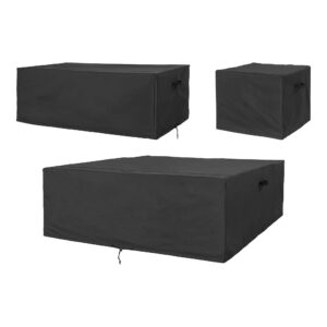 Luksus Overtræk til modulsæt, 210g/m2 600D polyester PU behandlet, vandafvisende, sort, sæt af 3