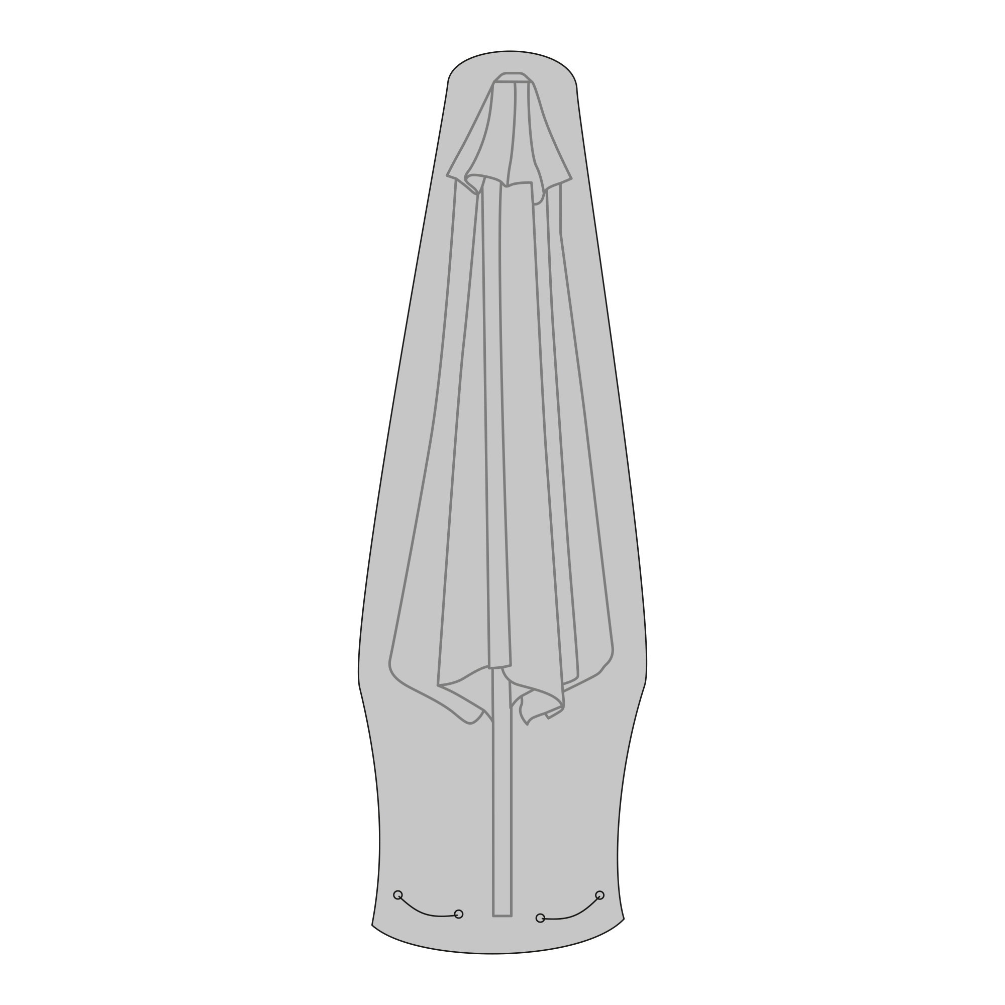 Luksus Overtræk til markedsparasol, 210g/m2 600D polyester PU behandlet, vandafvisende, sort - Billede 2
