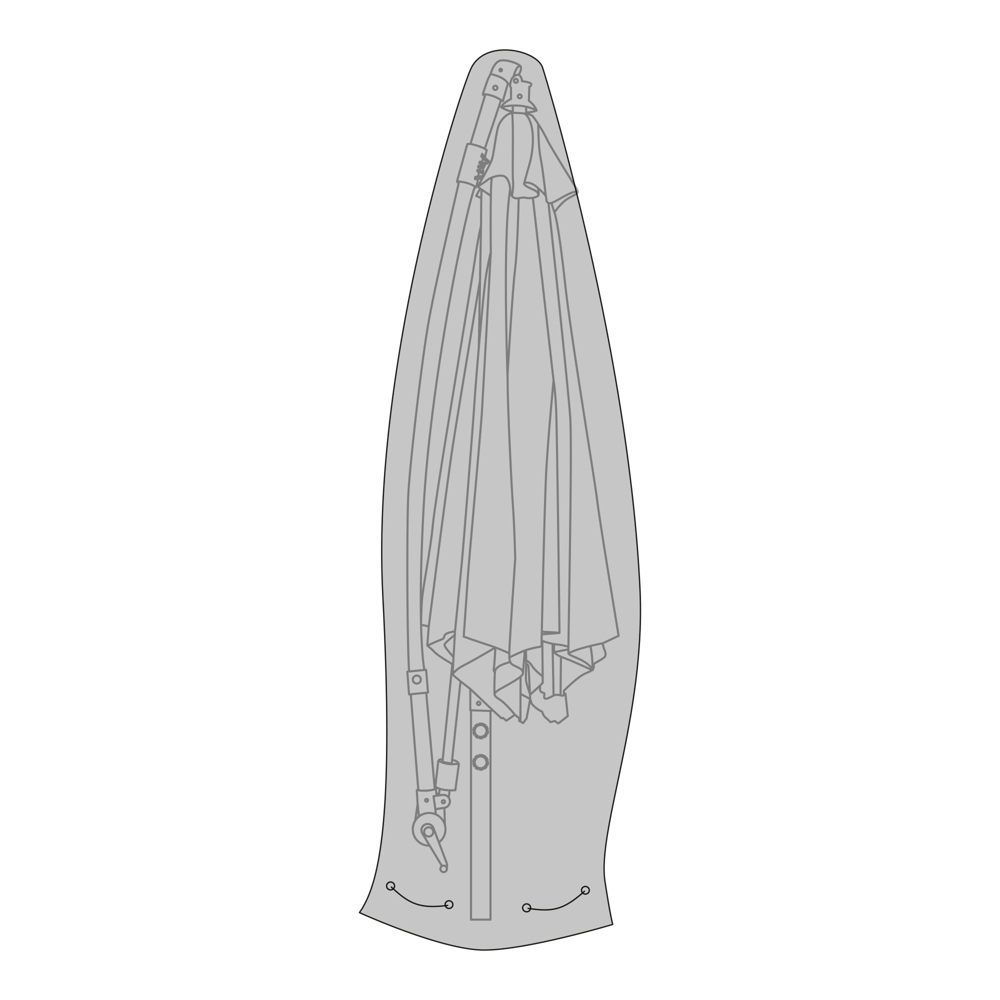 Luksus Overtræk til hængeparasol, 210g/m2 600D polyester PU behandlet, vandafvisende, sort - Billede 2