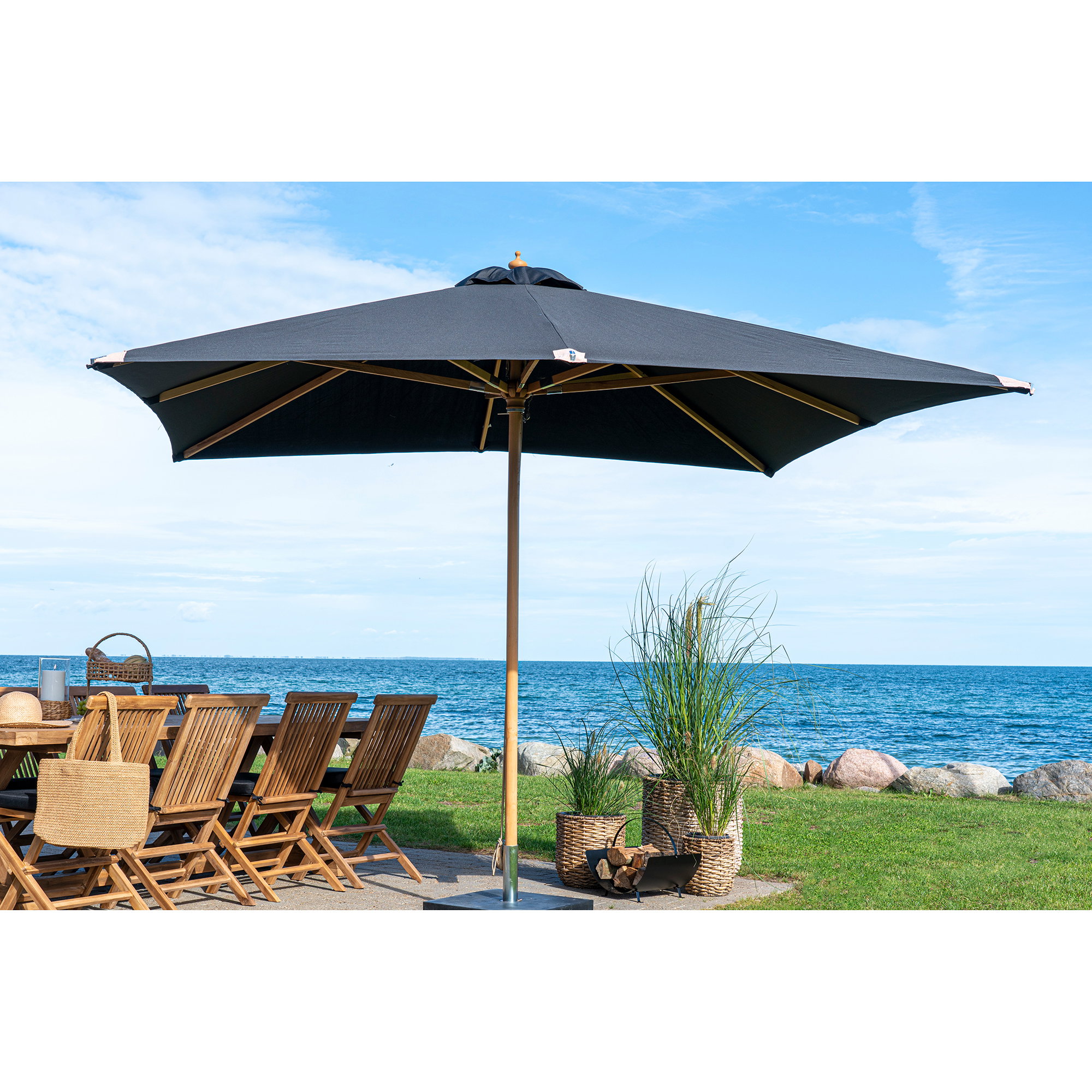 Orlando Parasol, træstok, sort, 300x300 cm - Billede 2