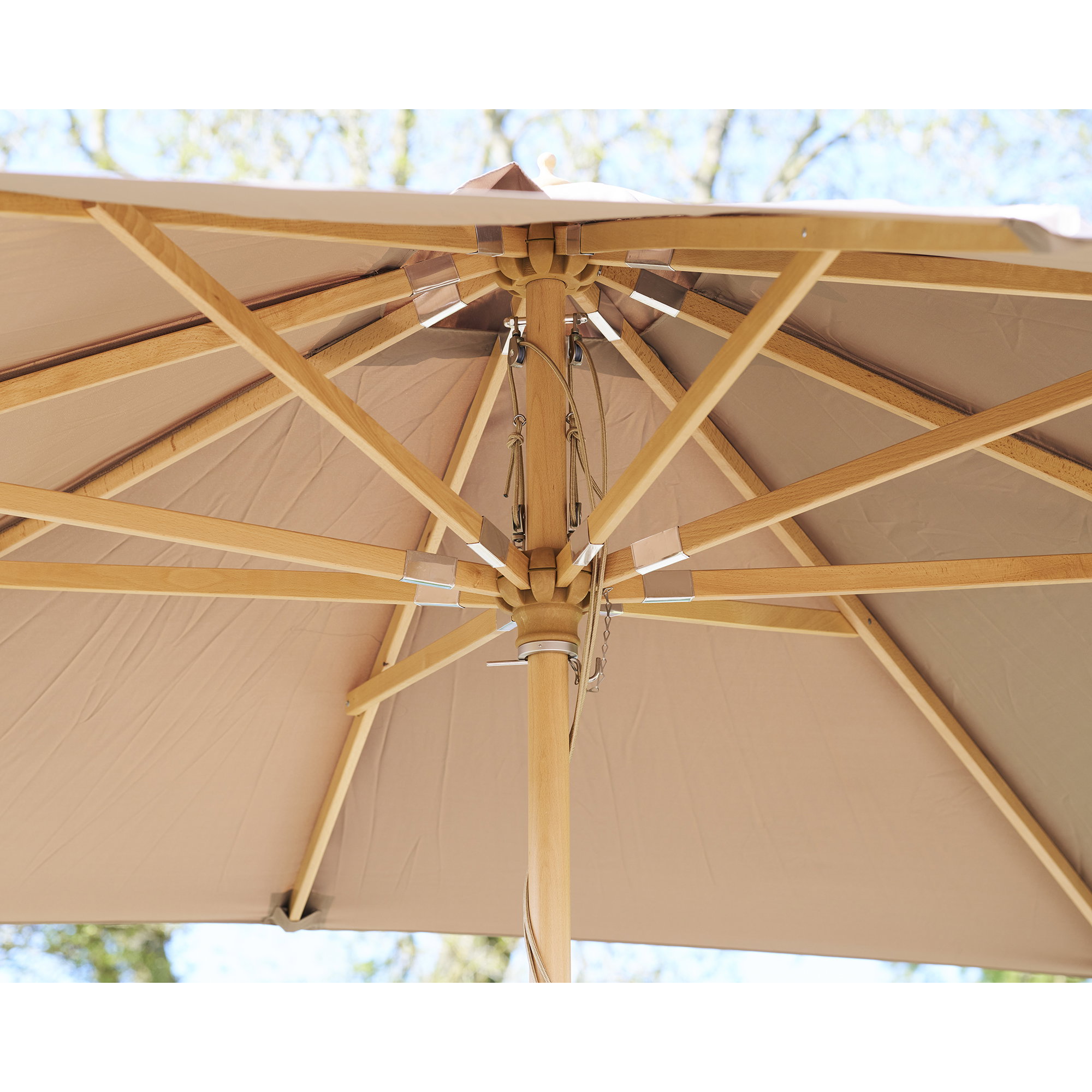 Orlando Parasol, træstok, sand, 300x300 cm - Billede 3
