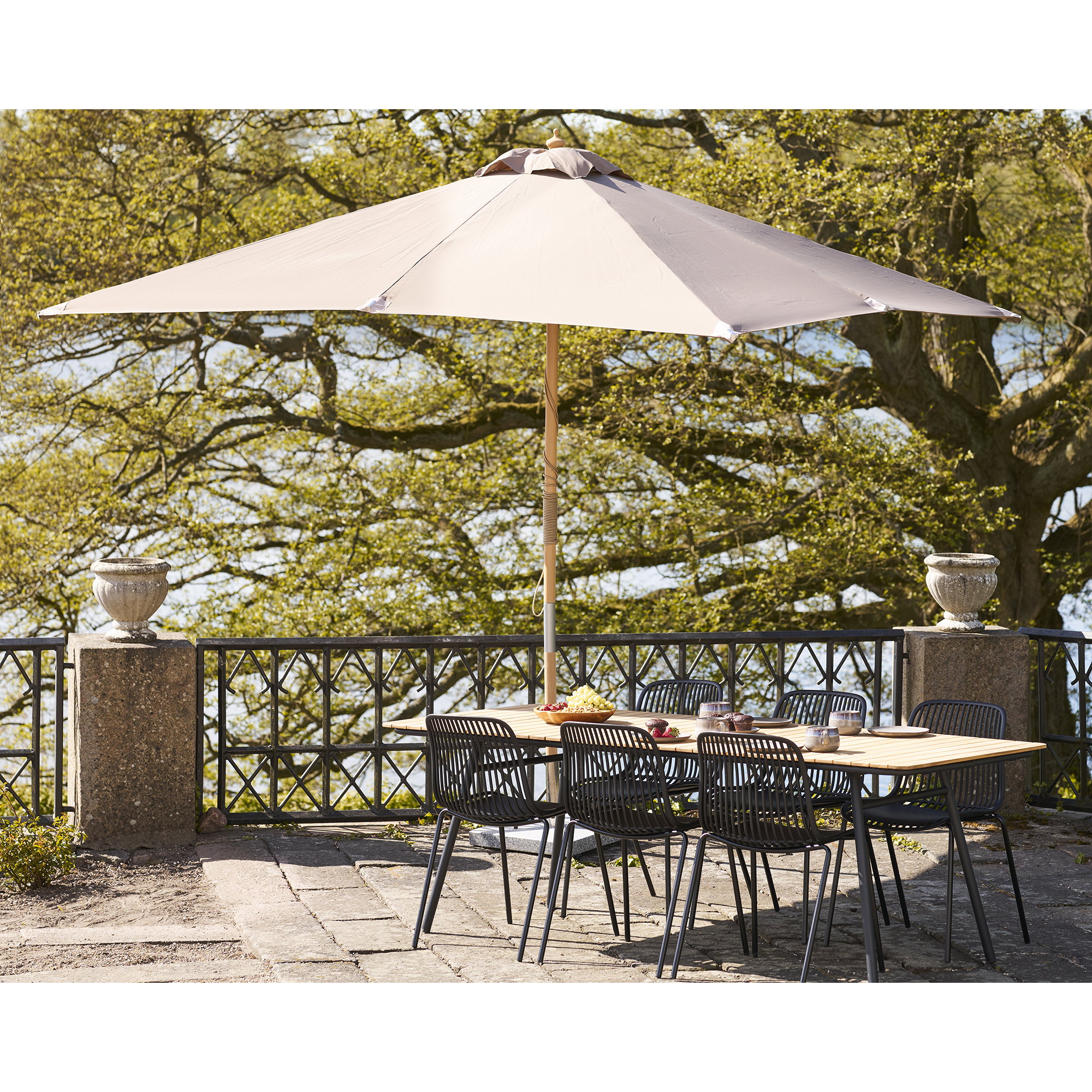 Orlando Parasol, træstok, sand, 300x300 cm - Billede 4