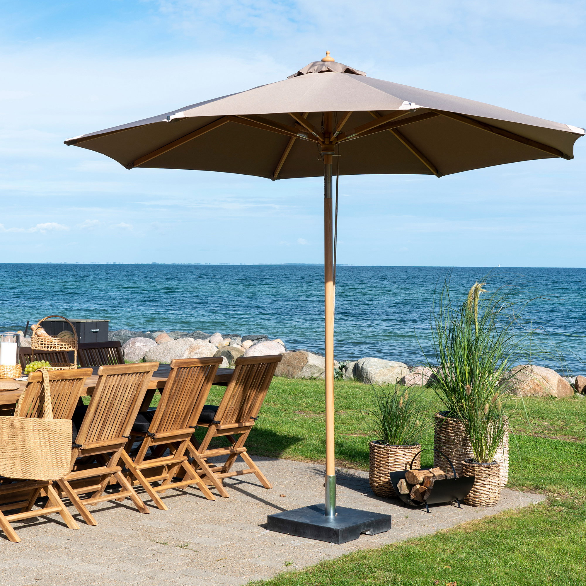 Austin Parasol med tilt, træstok, sand, ø300 cm - Billede 3