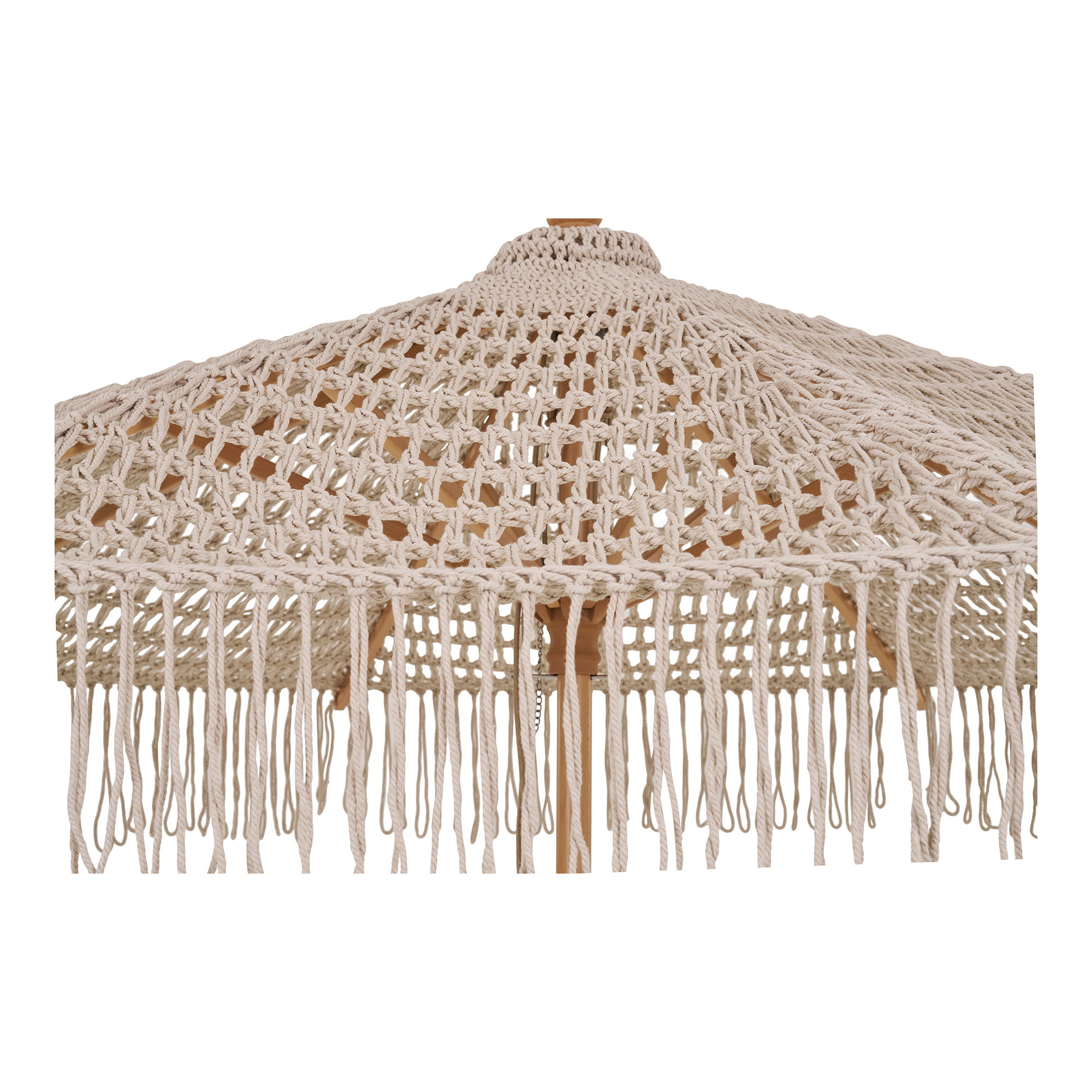 Martos Hæklet Parasol, bomuld, træstok, beige, ø250 cm - Billede 2