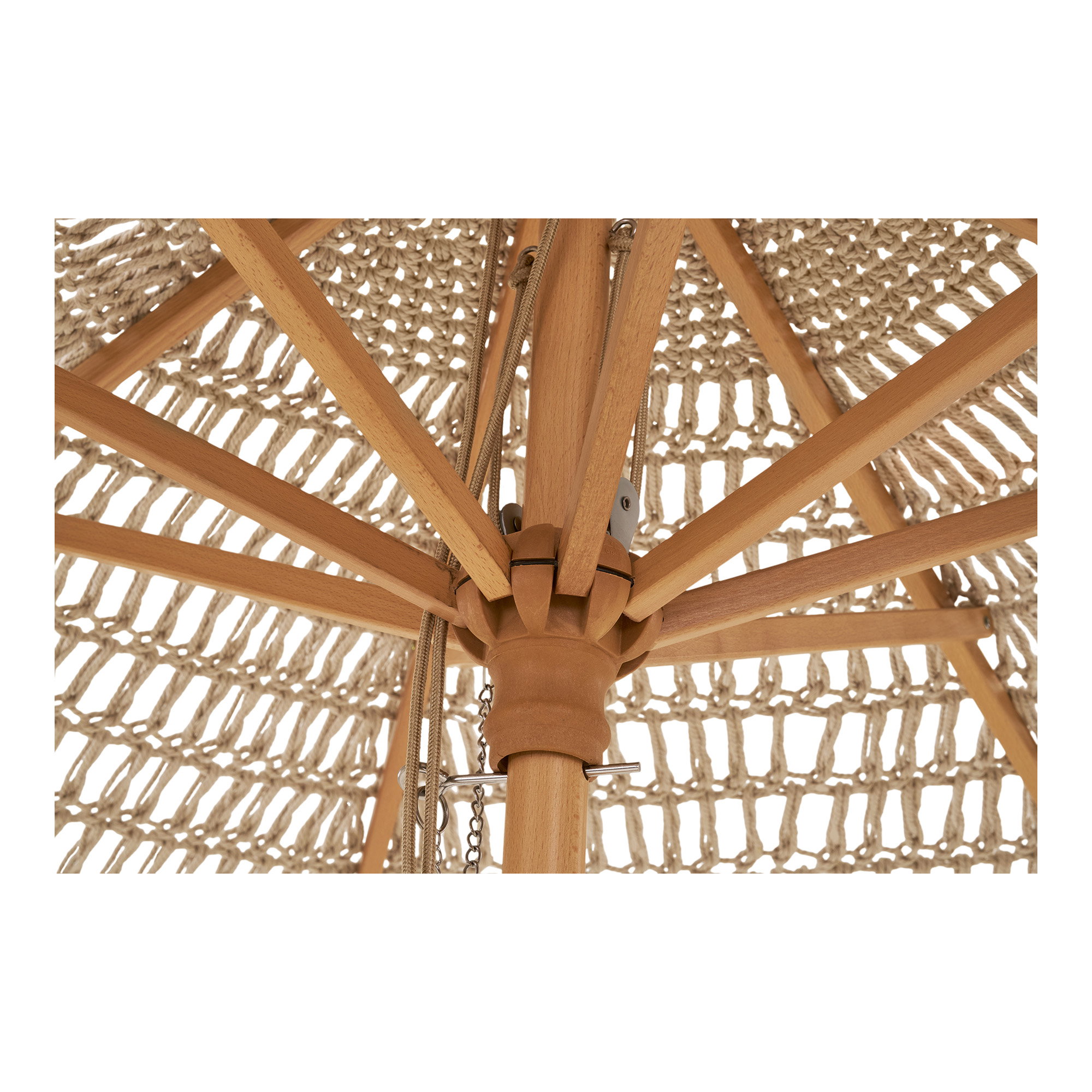 Martos Hæklet Parasol, bomuld, træstok, beige, ø250 cm - Billede 3