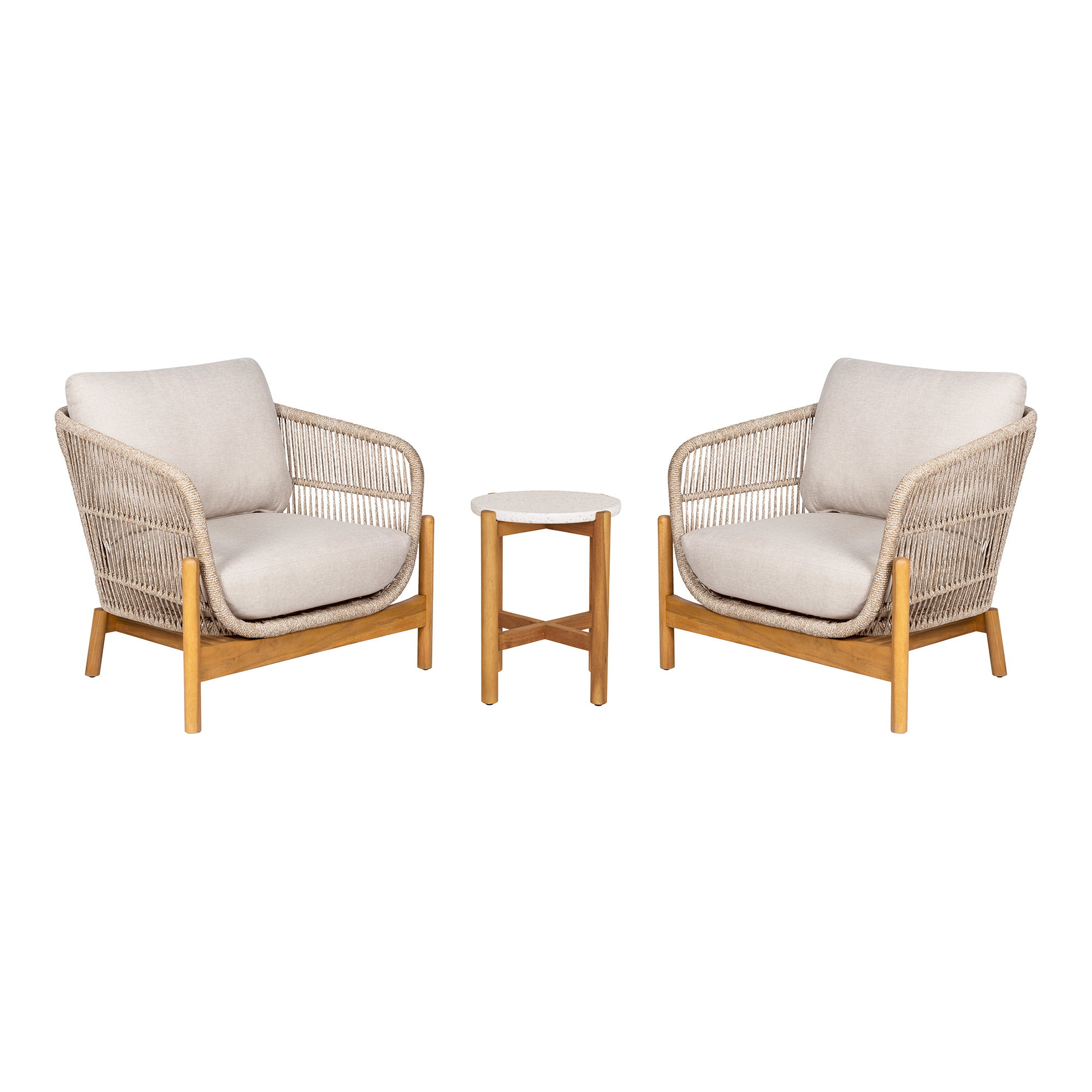 Havemøbelsæt, Terracina Sidebord og 2 Terracina Loungestole