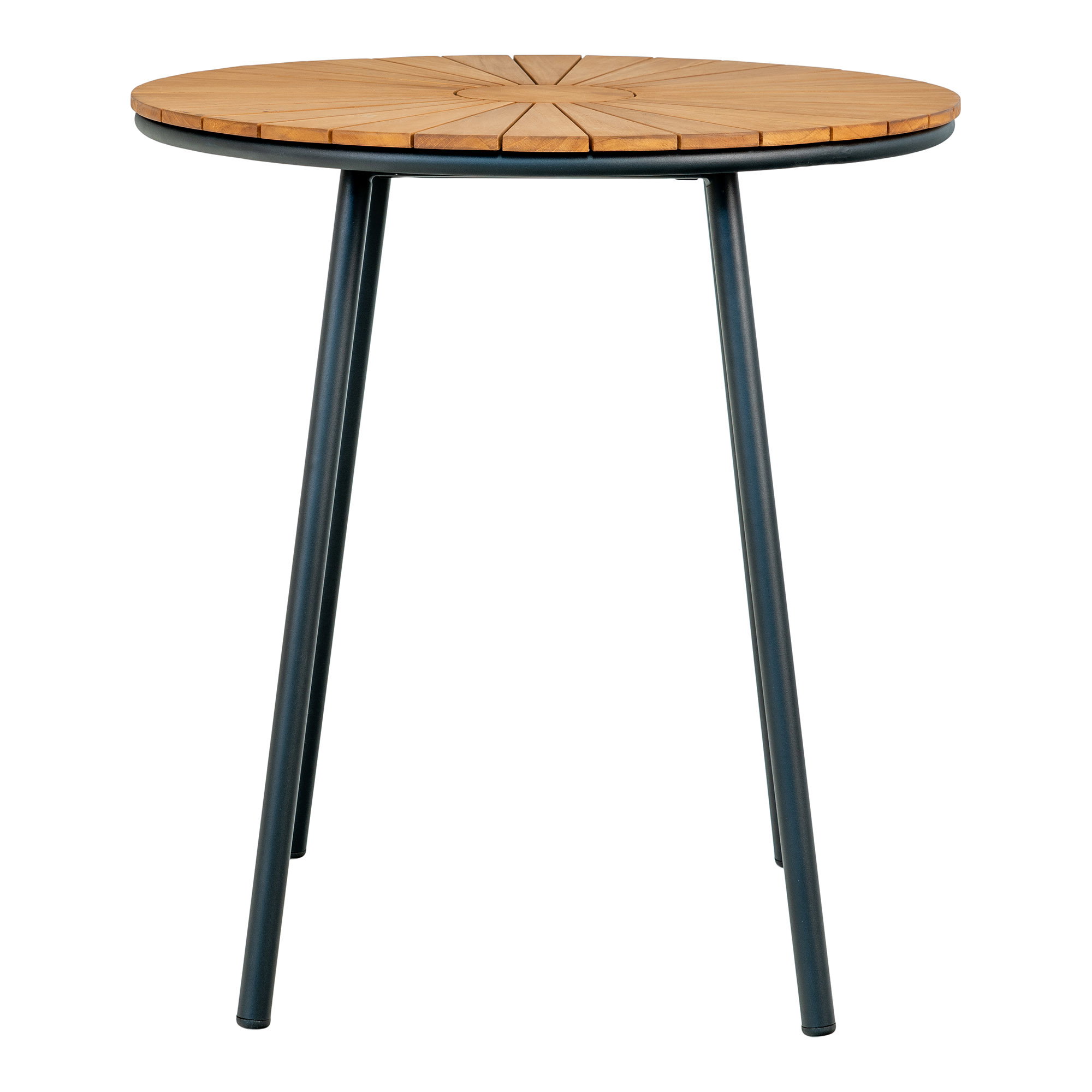 Cleveland Cafébord, teak bordplade, natur, sorte ben, ø70x74 cm - Billede 2