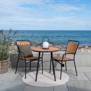 Cleveland Cafébord, teak bordplade, natur, sorte ben, ø70x74 cm - Billede 6