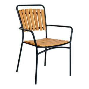 Cleveland Spisebordsstol, teak med sort stel – sæt af 4