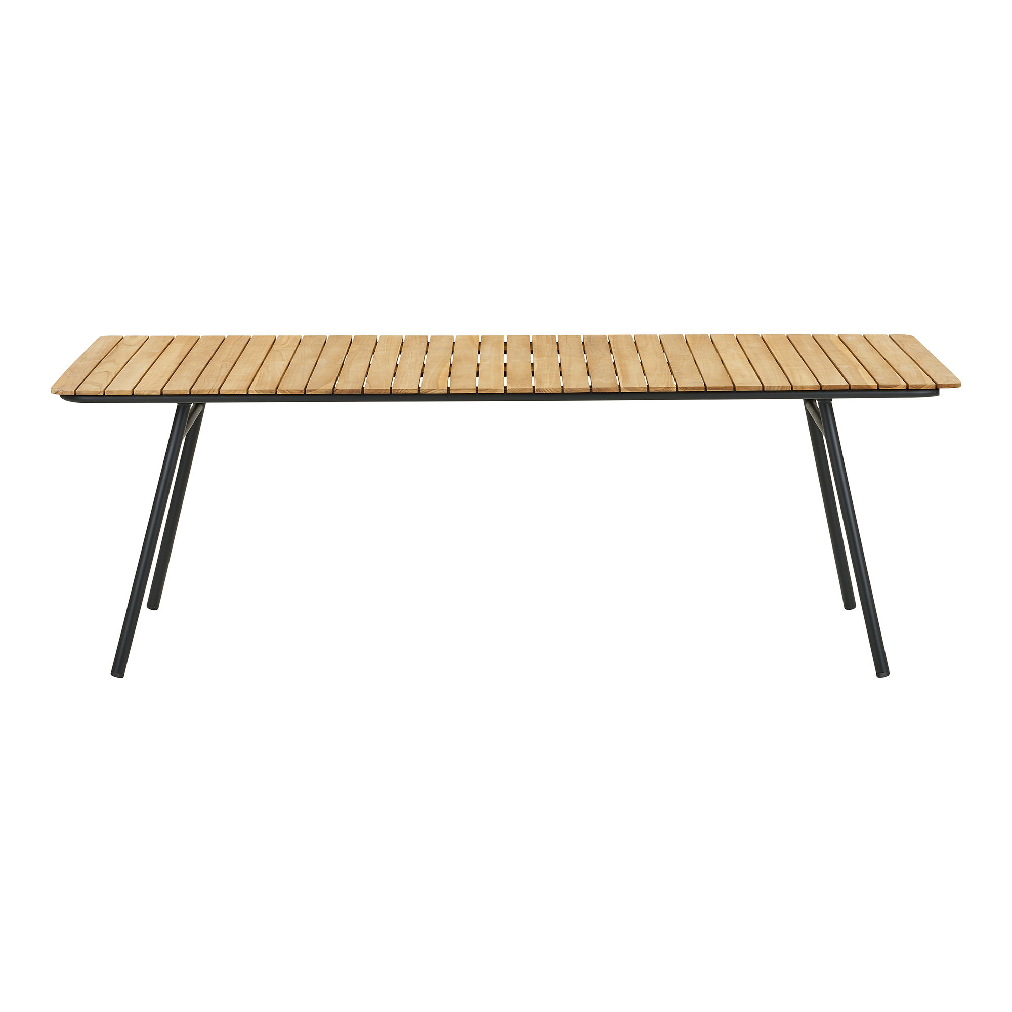 Cleveland Spisebord, teak bordplade, natur, sorte ben, 90x220x74 cm - Billede 2