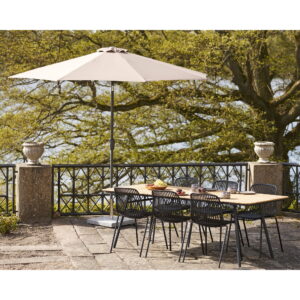 Cleveland Spisebord, teak bordplade, natur, sorte ben, 90x220x74 cm - Billede 7