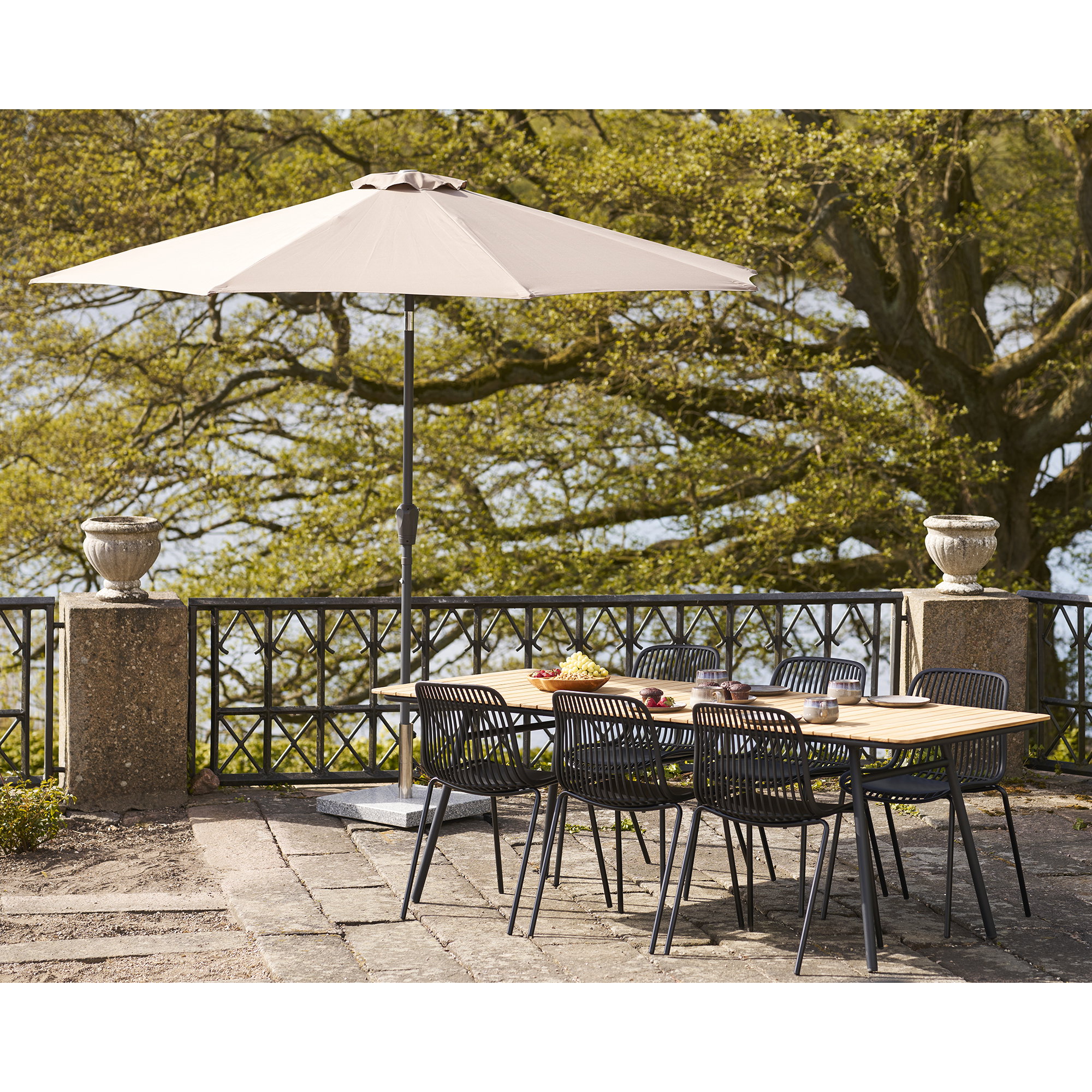 Cleveland Spisebord, teak bordplade, natur, sorte ben, 90x220x74 cm - Billede 7