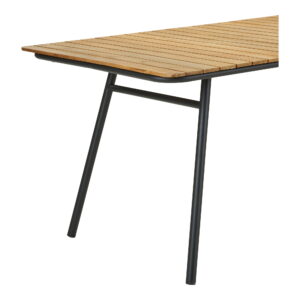 Cleveland Spisebord, teak bordplade, natur, sorte ben, 90x220x74 cm - Billede 4