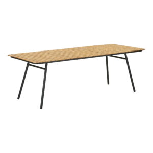 Cleveland Spisebord, teak bordplade, natur, sorte ben, 90x220x74 cm