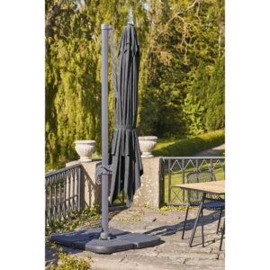 Baza Hængeparasol, med parasolfod, alu stok, sort, 295x295 cm - Billede 9