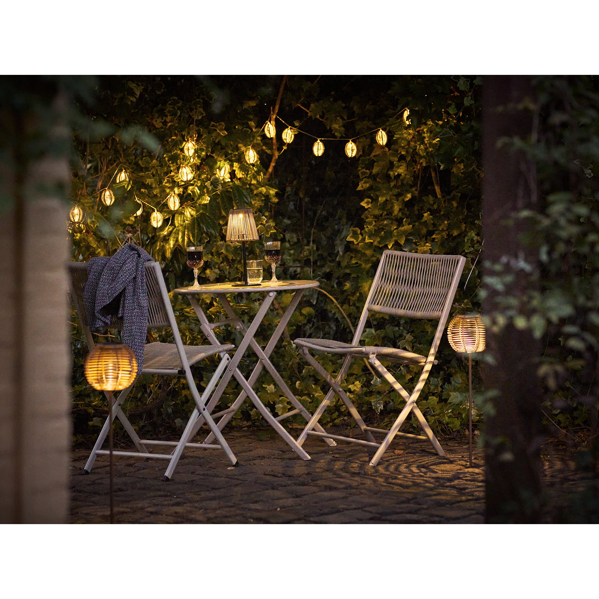 Carlisle LED Lyskæde, polyrattan/metal, natur/sort - Billede 6