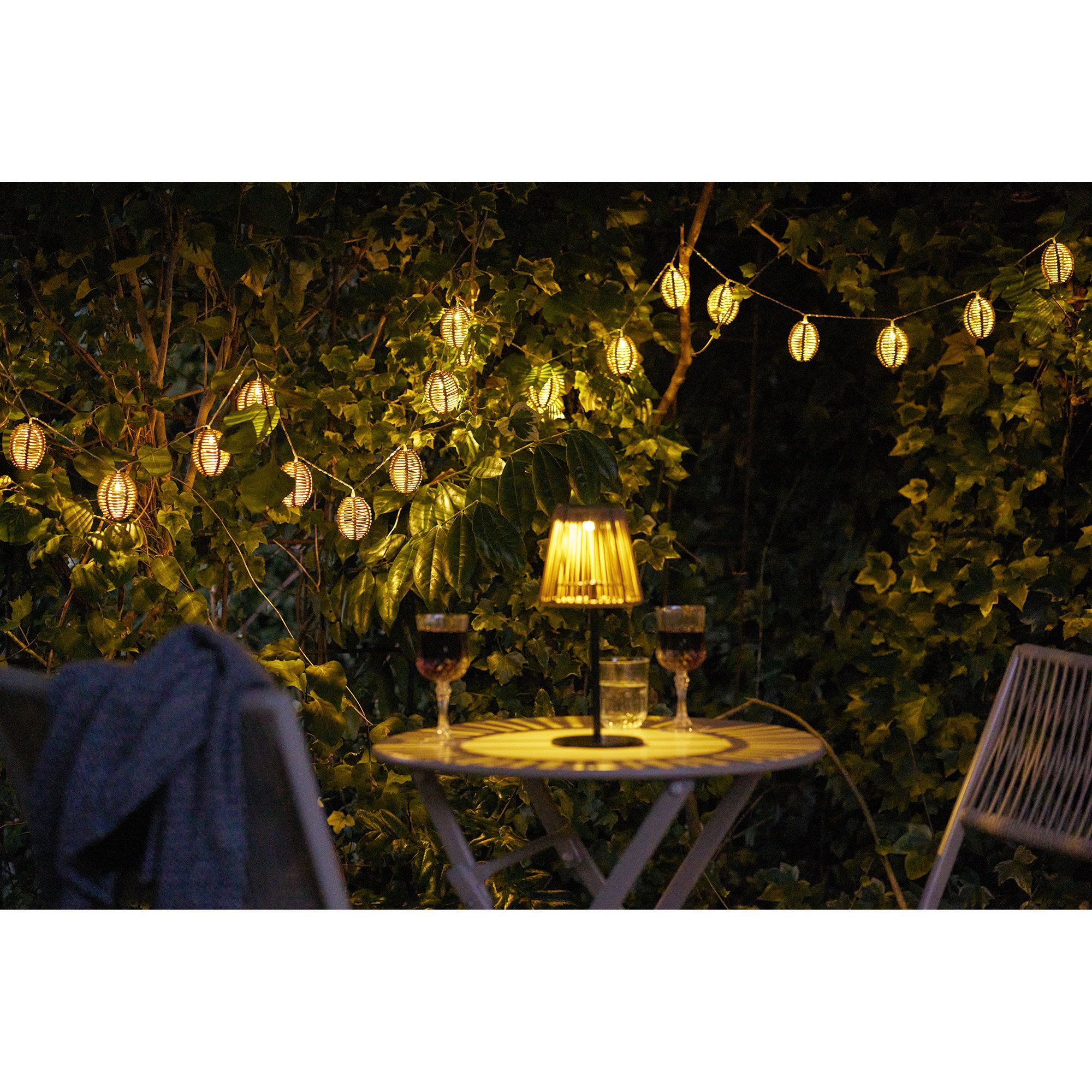 Carlisle LED Lyskæde, polyrattan/metal, natur/sort - Billede 8