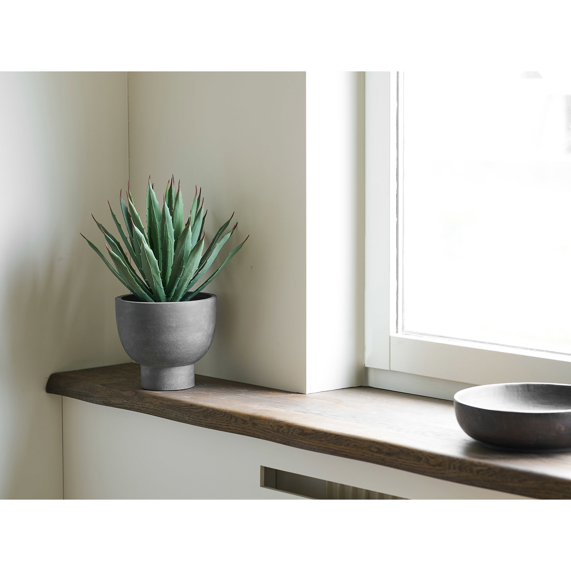 Agave Kunstig Plante med potte, grøn/grå, H:41 cm - Billede 4
